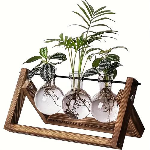 idroponico multi-tubo con mensola in legno - kit di coltivazione per esterno, assemblaggio multicomponente per giardinaggio , matrimoni e decorazioni, di propagazione piante in legno di pino