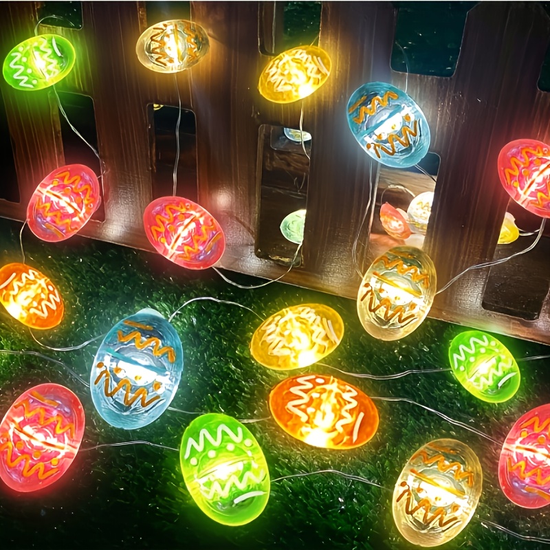 TEMU 10 Ft 30 Led Easter Lights Decorations Easter Eggs Battery Operated String Lights Copper Wire Easter Decorations, Plug In For Easter Bedroom Party Birthday Wedding Decor
