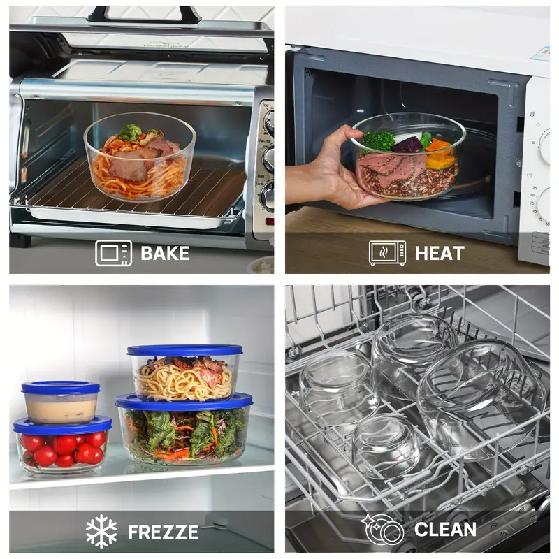 4 pack glass bowls with lids 1 2 4 bpa free borosilicate glass microwave dishwasher freezer safe airtight lids stackable meal prep containers for lunch food storage bowls for food sleek kitchenware microwavesafe bowls kitchen storage busy professionals Product details 3