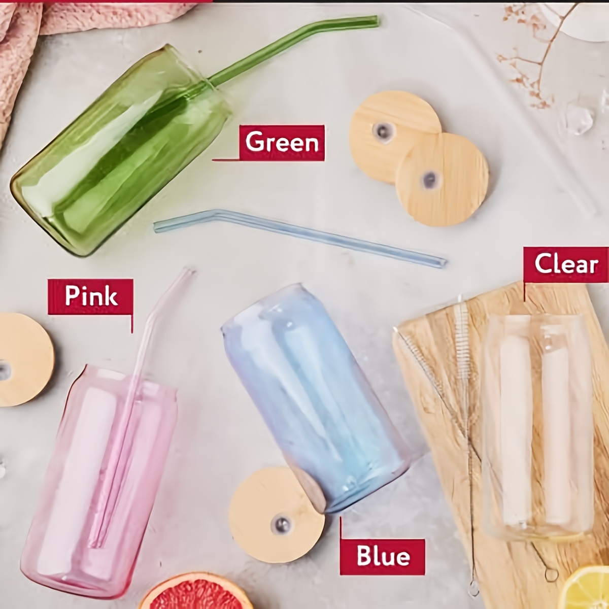 14pcs set of colorful glasses with lids straws and brushes reusable freezer safe ideal for hot and cold beverages   parties and   party drinkware vibrant glasses durable glassware glasses for drinks Product details 3