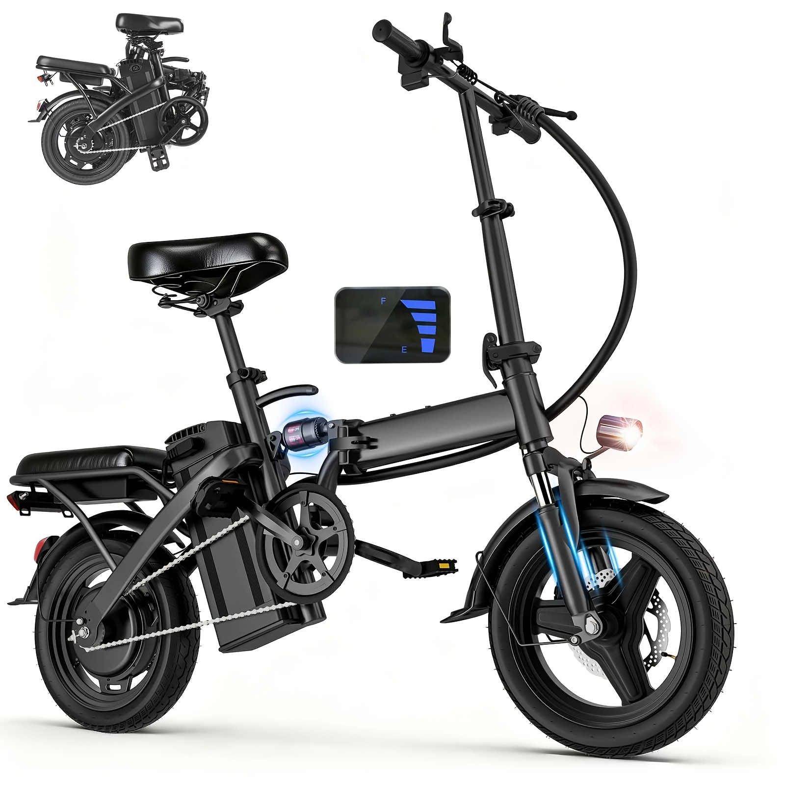 TEMU Adult And Youth Electric Bicycle, 560w Motor, 20-24mph Compact Commuter Folding E-bike, 32-mile Range, 48v 10ah Battery, 3-speed Pedal Assist,