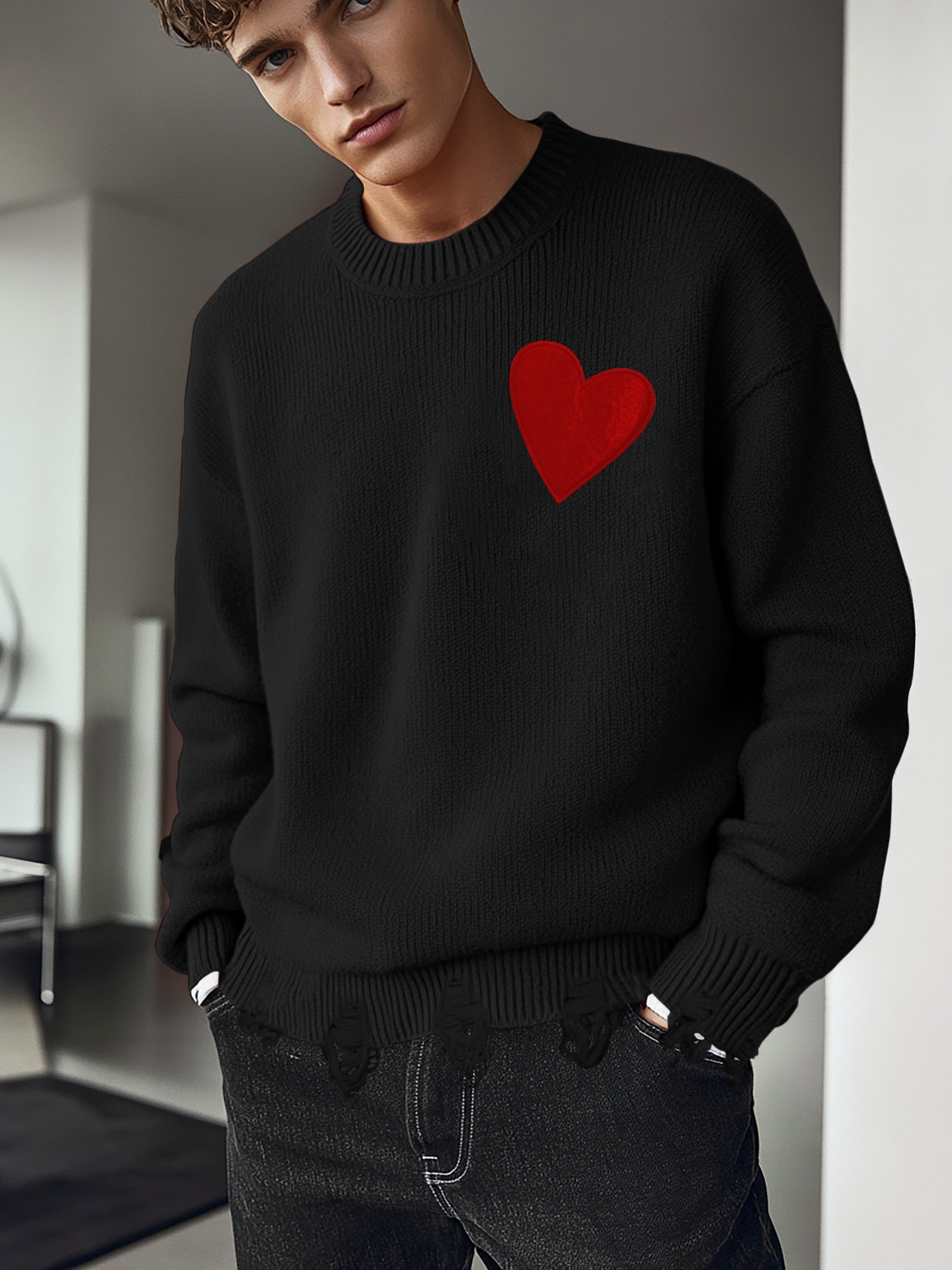 heart sweater mens