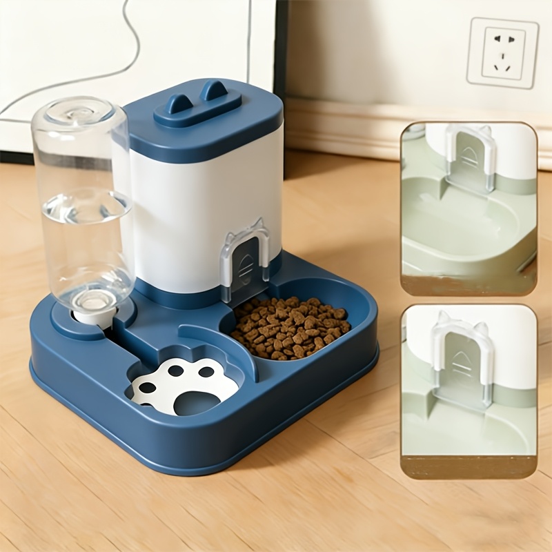 Smart Pet Feeder And Water Dispenser Set, Easy Assembly, Suitable for Cats And Small Dogs, Blue, Pink, Gray, Green, Yellow Available, Transparent/White 2 Specifications Available, Ideal Gift for Relatives, Friends, Colleagues, Non-Electric