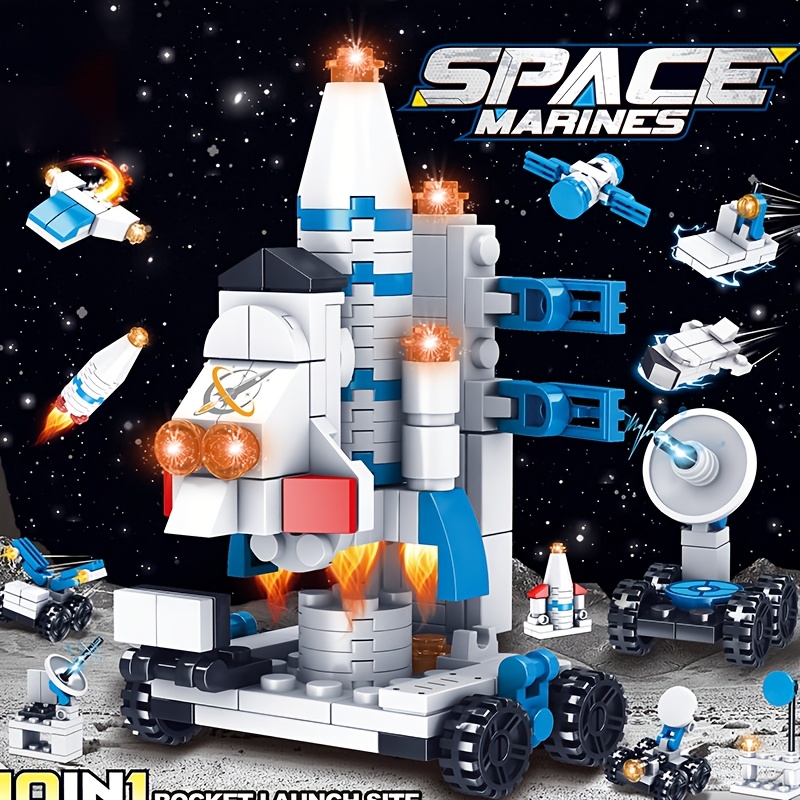 Image of 10 In 1 Space Exploration Rocket Building Block Set, For Education Gifts, Assembled Toys, And Birthday Gifts
