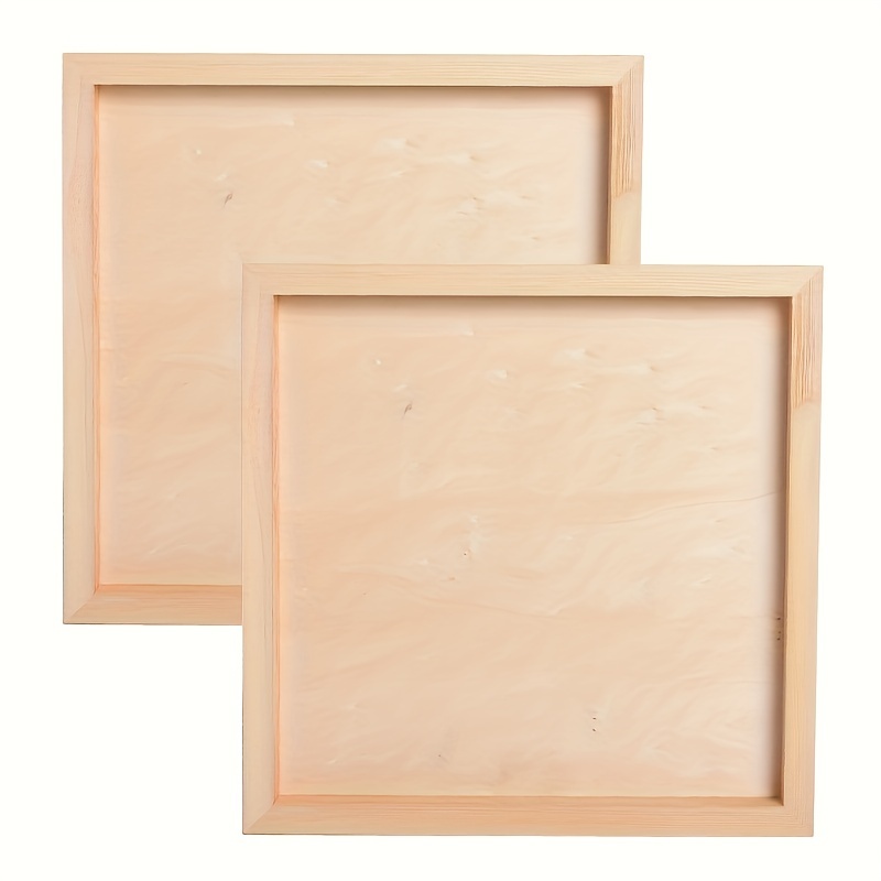 Image of 2pcs 12x12inch Wooden Board, Square Wooden Board, Wooden Board, Clay Picture Frame, Creative Diy Clay Picture Frame, Handmade Board