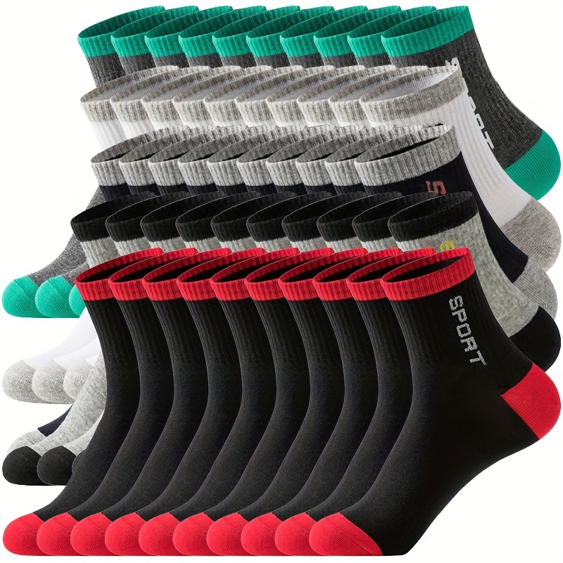 

50 Pairs Of Men's Mid-calf Socks, Breathable Long Socks, Solid Color, Sports And Casual Men's Socks