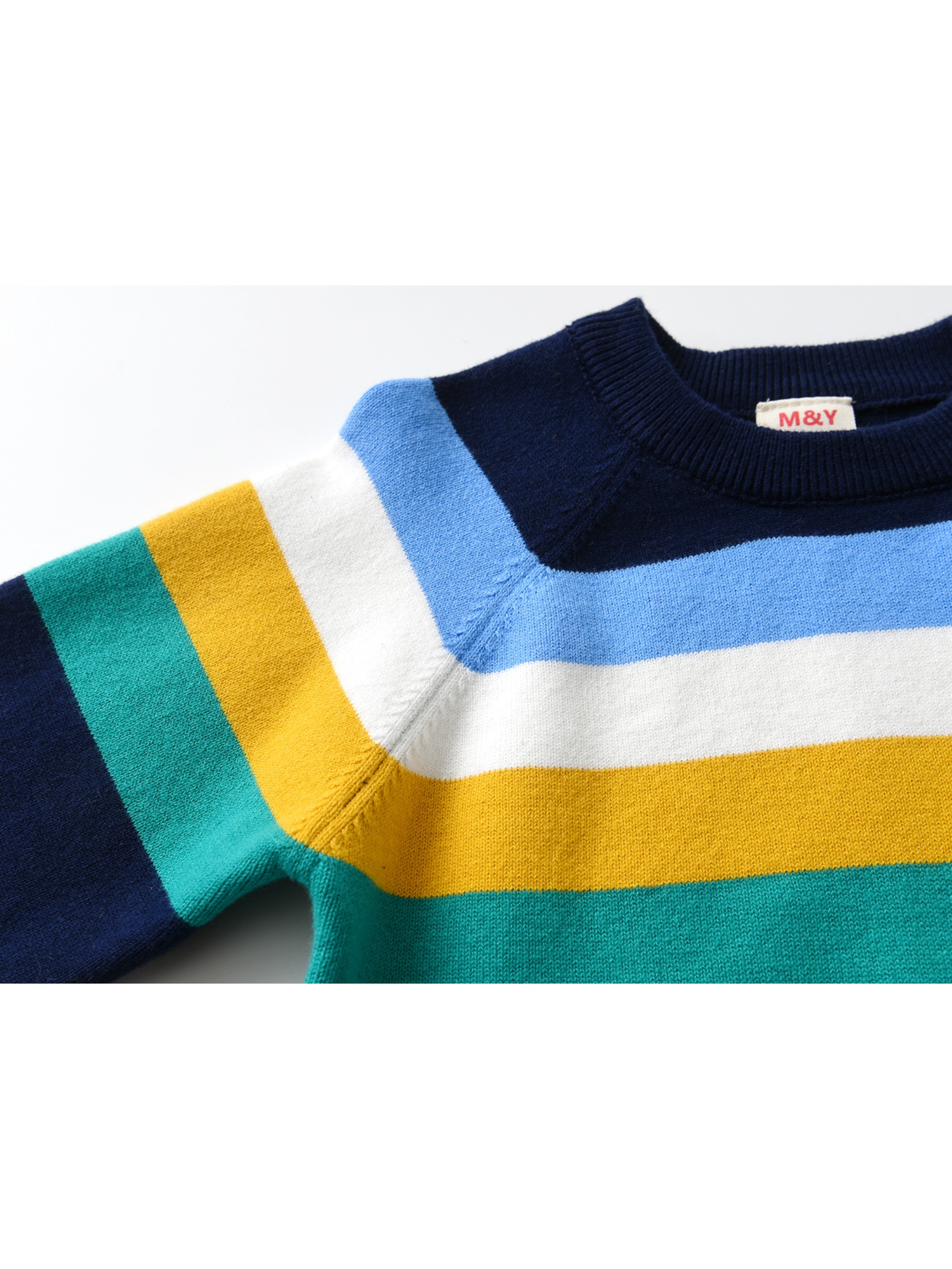 Boys' Striped Pullover Sweater with Round Neck