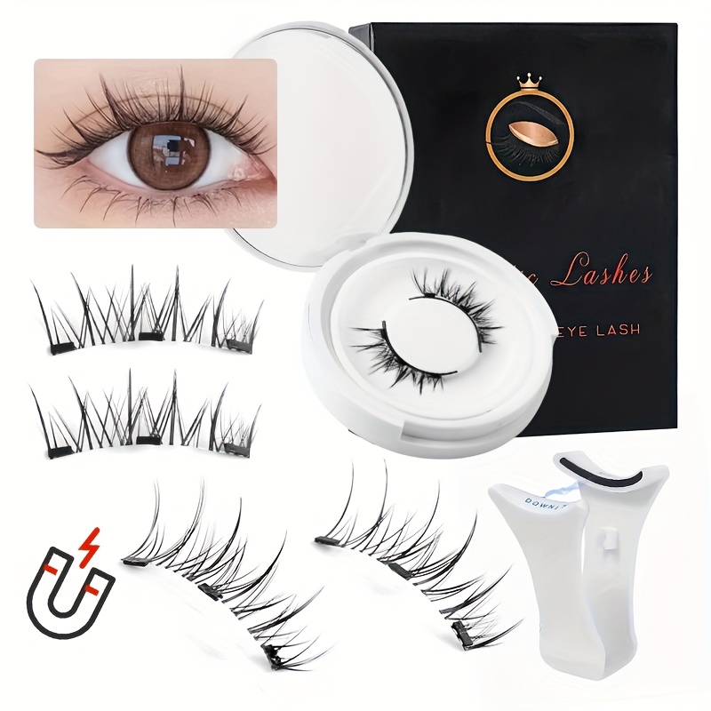 

Natural, Long And Thin Magnetic Eyelashes Set 8-12mm Magnetic Eyelashes With Tools Reusable False Eyelashes Suitable For Daily And Holiday Use