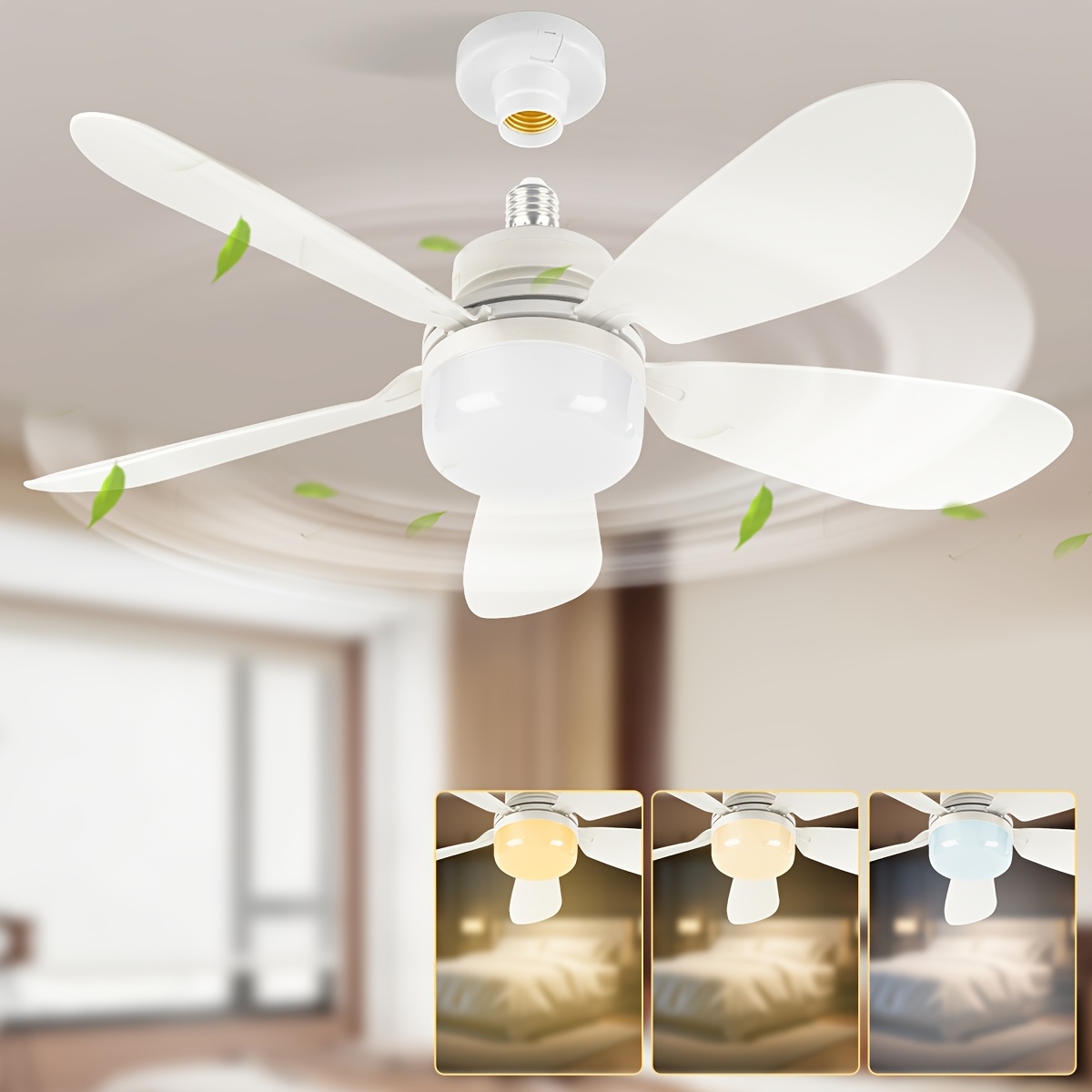 Ventilateur Chauffant Plafond Avec Lumière LED – 600W, Télécommande, 5 Vitesses – Pour Salle De Bain, Chambre, Bureau – Installation Facile, Sécurité Surchauffe