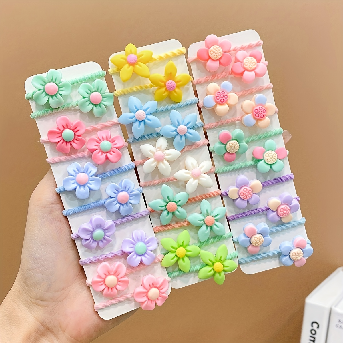 TEMU 30-pack Macaron Flower Hair Ties - Sweet And Hair Scrunchies, Emphasizing , Suitable For Ponytails, Braids, And Daily Styling For, High