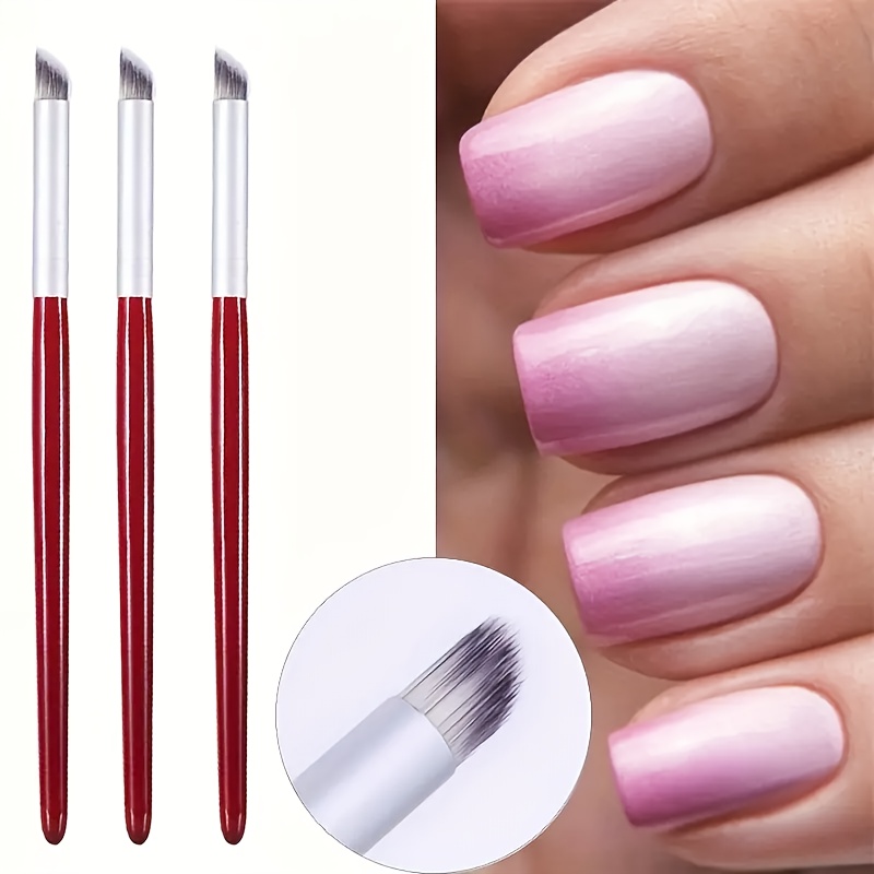 TEMU 3pcs Red Wooden Handle Nail Brushes For Nail Drawing Brush Nail Art Brushes Manicure Diy Tools Nail Brush Acrylic Nail Accessorie