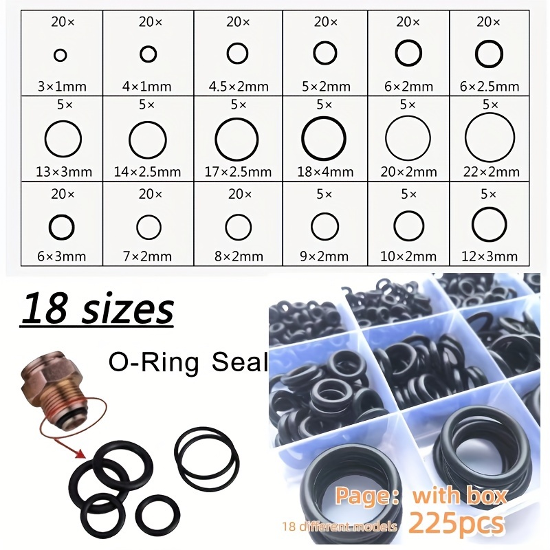 TEMU 90-770pcs Rubber O Ring Assortment Kits 18 Sizes Sealing Gasket Washers Made Of Nitrile Rubber Nbr By For Car Auto Vehicle Repair, Professional Plumbing