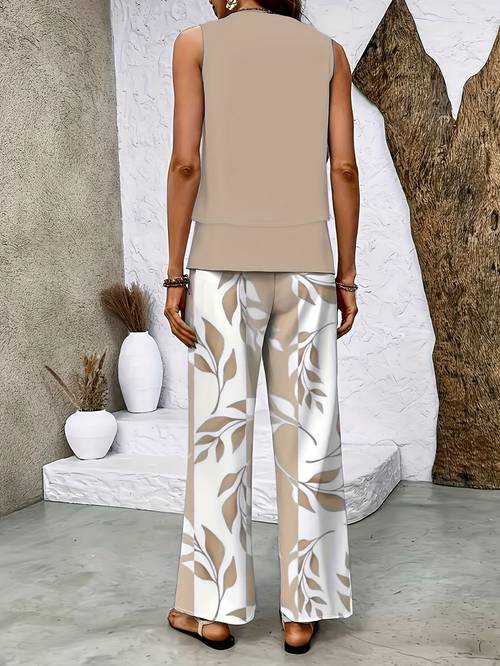 directional development new twill plant stripe neck double layer sleeveless vest straight pants casual comfortable vest suit