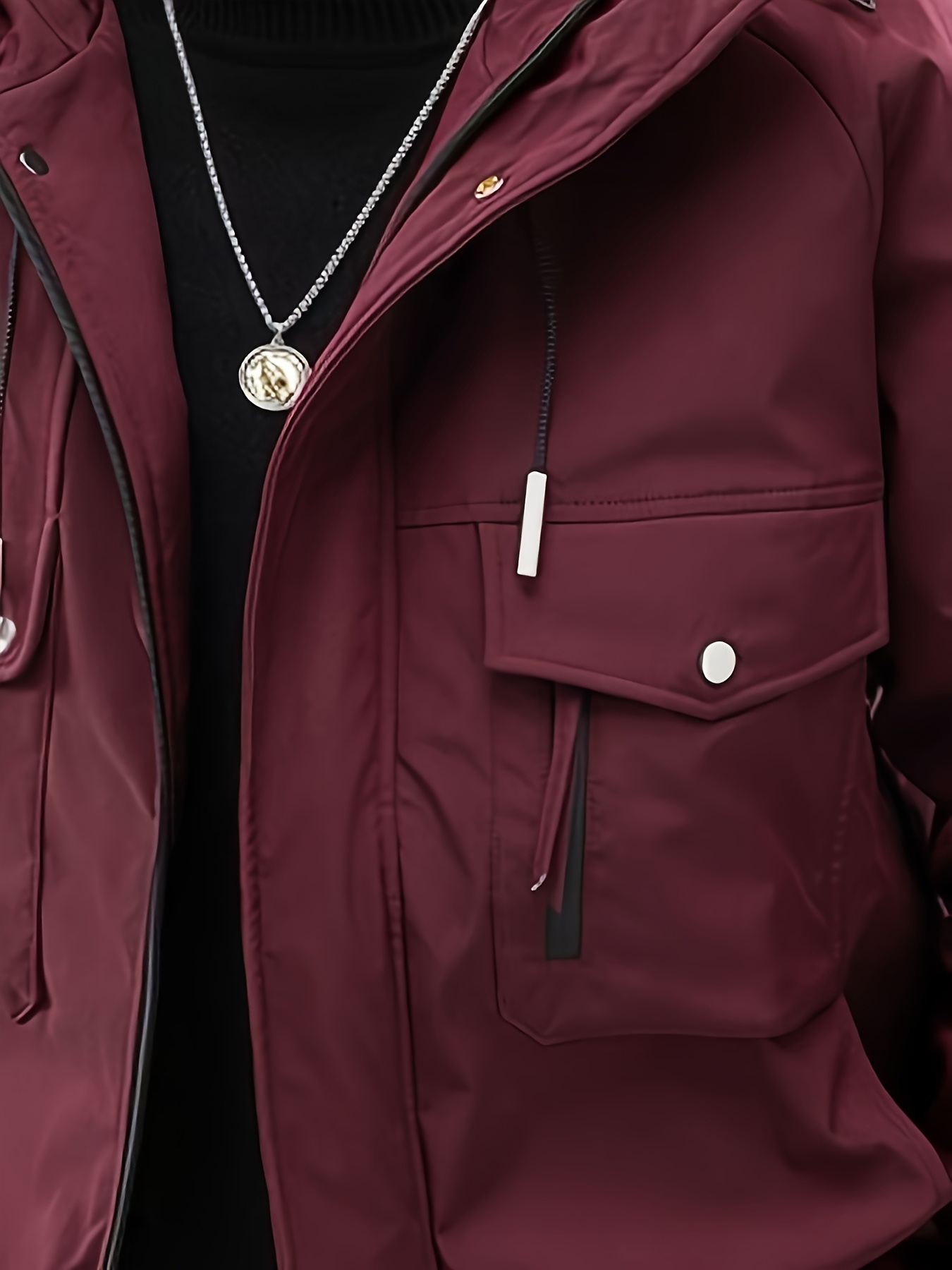 Men's Plus Size Warm Hooded Drawstring Jacket