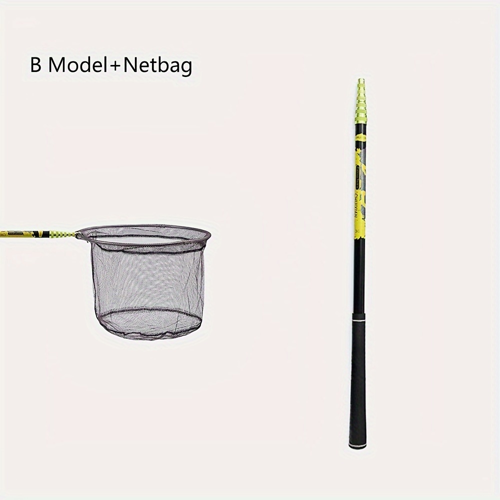 Short Section Carbon Fiber Landing Net Rod 2.1/3/4m Hard Extension Positioning Trolling Rod For Catching Fish