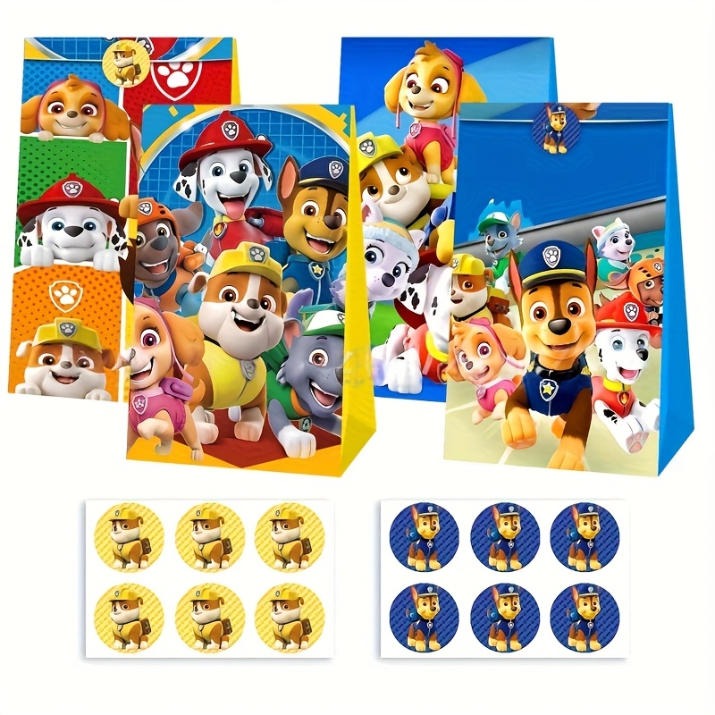 E-shop Geschenk für Sie/Ihn Paw Patrol 12-teiliges Papiertüten-Set + 12-teilige Sticker, Partyzubehör-Set, Essenzielle Dekorationen für Weihnachts-
