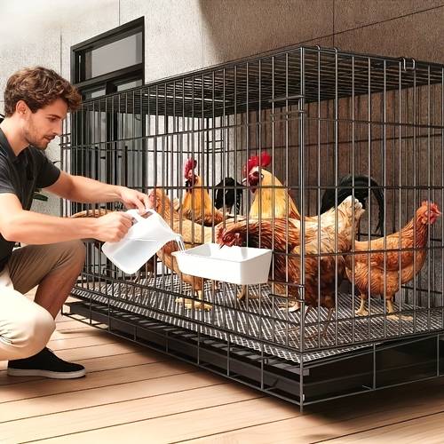 1 unidade de dobrável para galinhas, doméstico, com bandeja de esterco para limpeza e , e bebedouro para alimentação conveniente estável, malha de e durável
