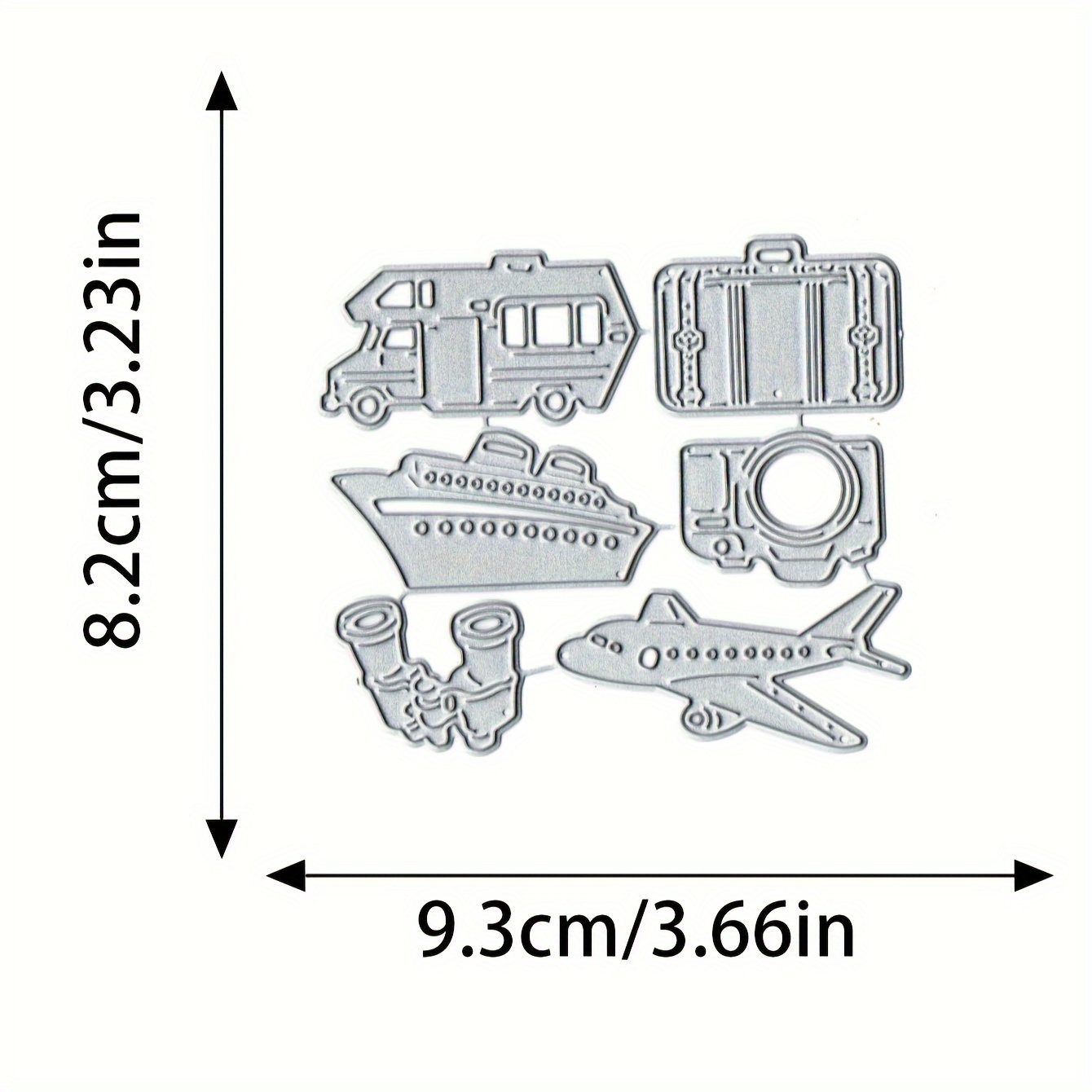 Image of 1pc Of Transportation Tools Including Airplane, Ship, Bus, Camera, Telescope, Irregular Greeting Card Background, Metal Cutting Die, Birthday Cake Greeting Card Decorations, Paper