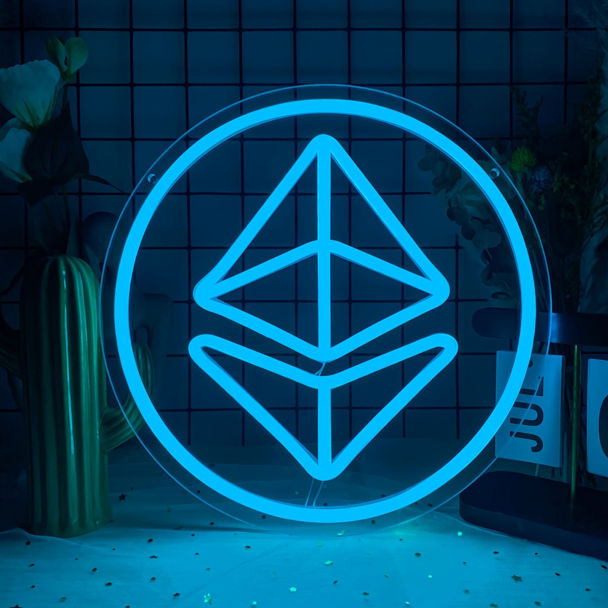 Ethereum LED Neon Sign (USB Powered, Blue)