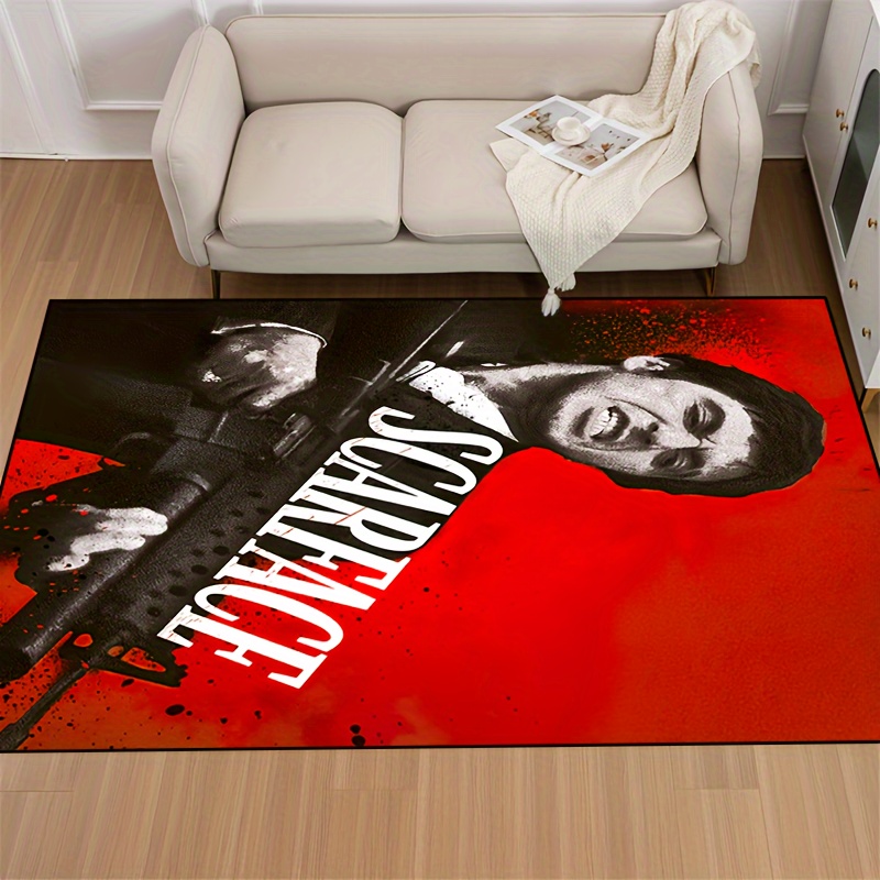 1pc   themed non slip mat with red background machine washable waterproof mat in   sizes 15x23 19x31 31x47 39x59 47x63 63x78 inches ideal for living room bedroom entryway outdoor patio garden decor details 5