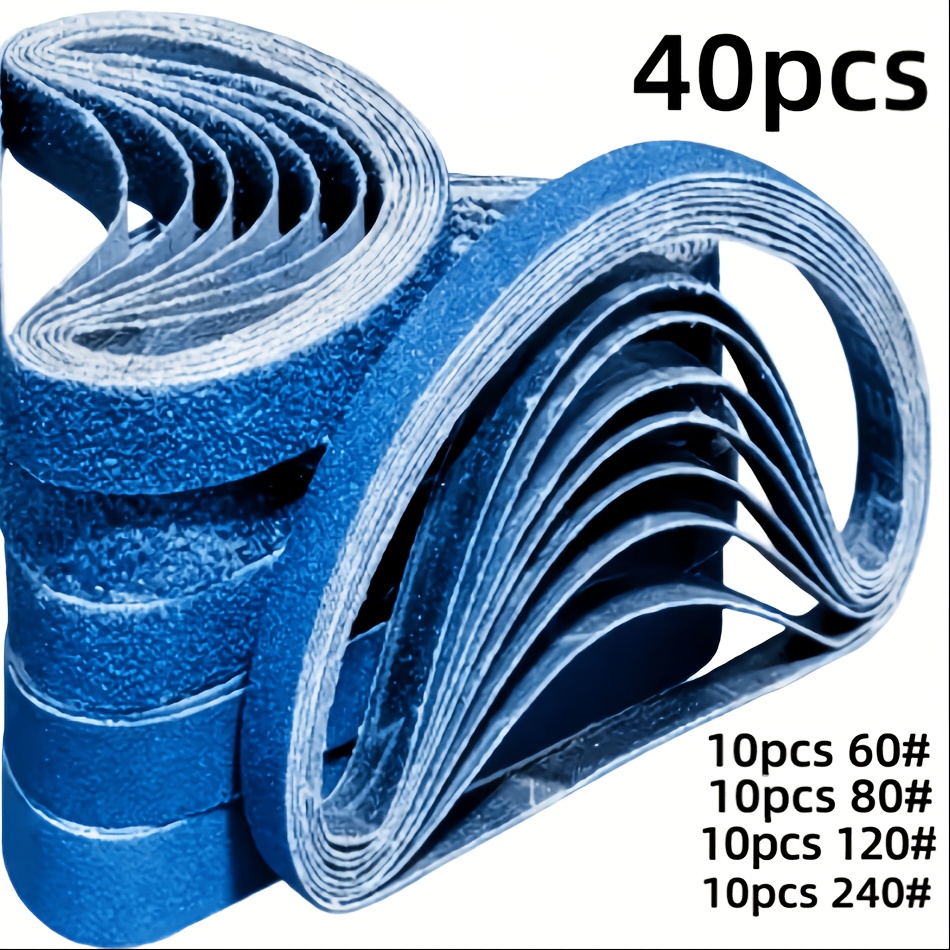 TEMU 40 stuks 10 x 330 mm zirkonia schuurschijven, 60/80/120/240 schuurbandenset voor metaal- en houtschuren, polijsten en oppervlakteafwerking