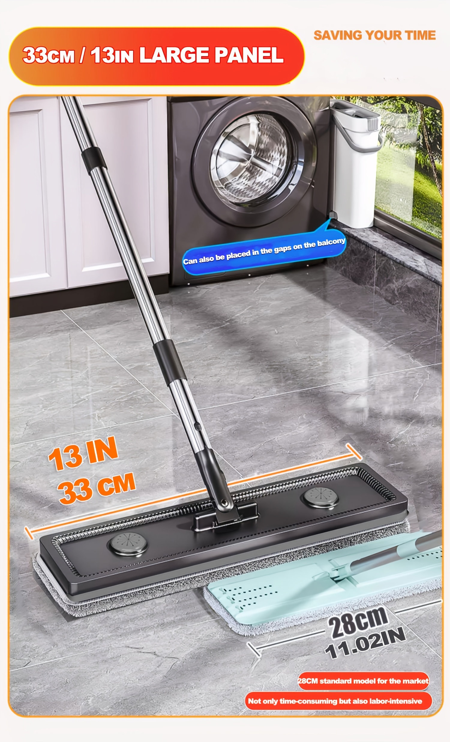 a household floor cleaning wet and dry mop and bucket set with 4 washable and reusable microfiber pads long handle hands   flat mop tile marble wood floor dust mop cleaning supplies cleaning tools details 3