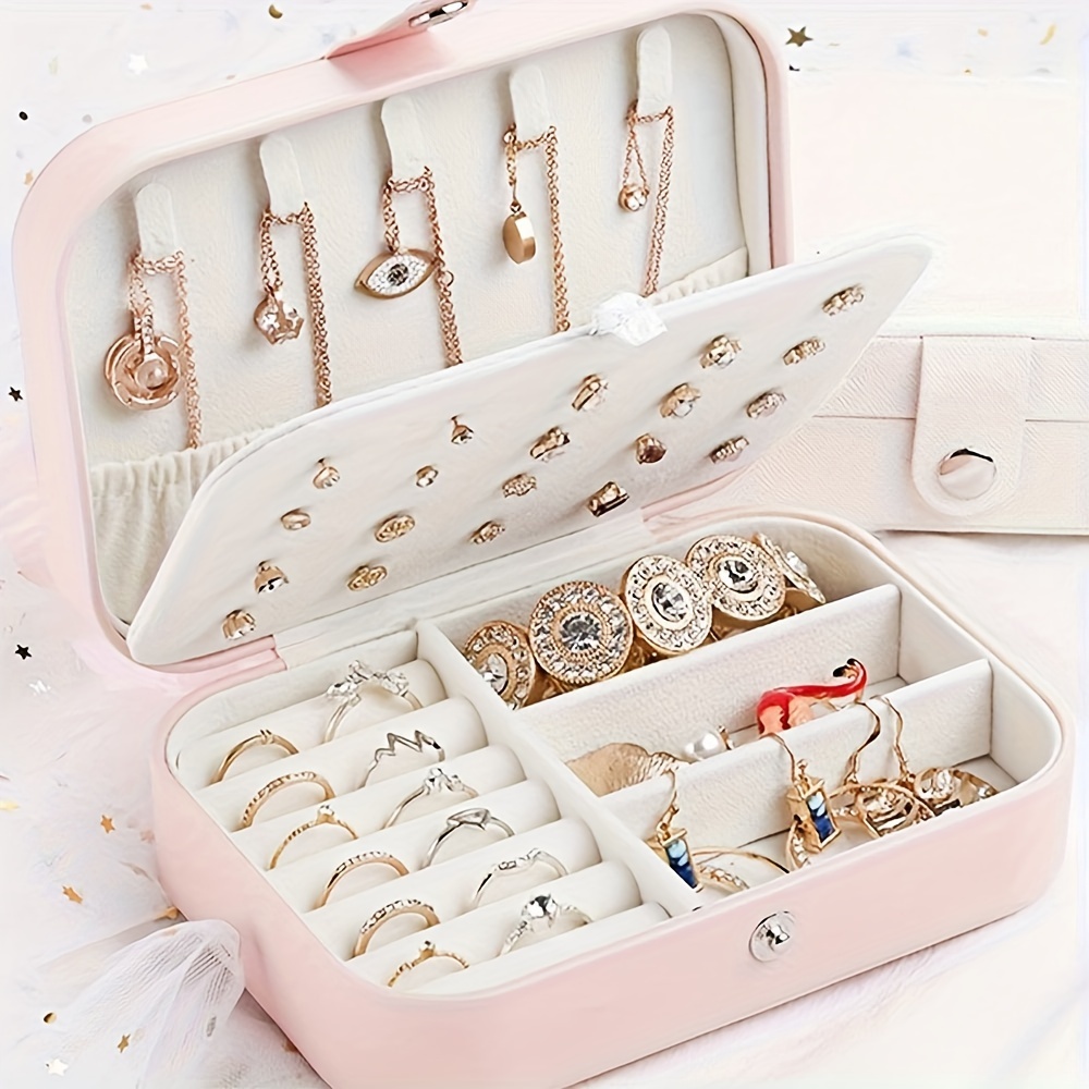 

1pc Portable Double- Jewelry Box, Organizer, Multifunctional Flannel & Storage For , , Necklaces, Bracelets - , For ,beading&jewelry Making,jewelry Making Display & Packaging Supplies