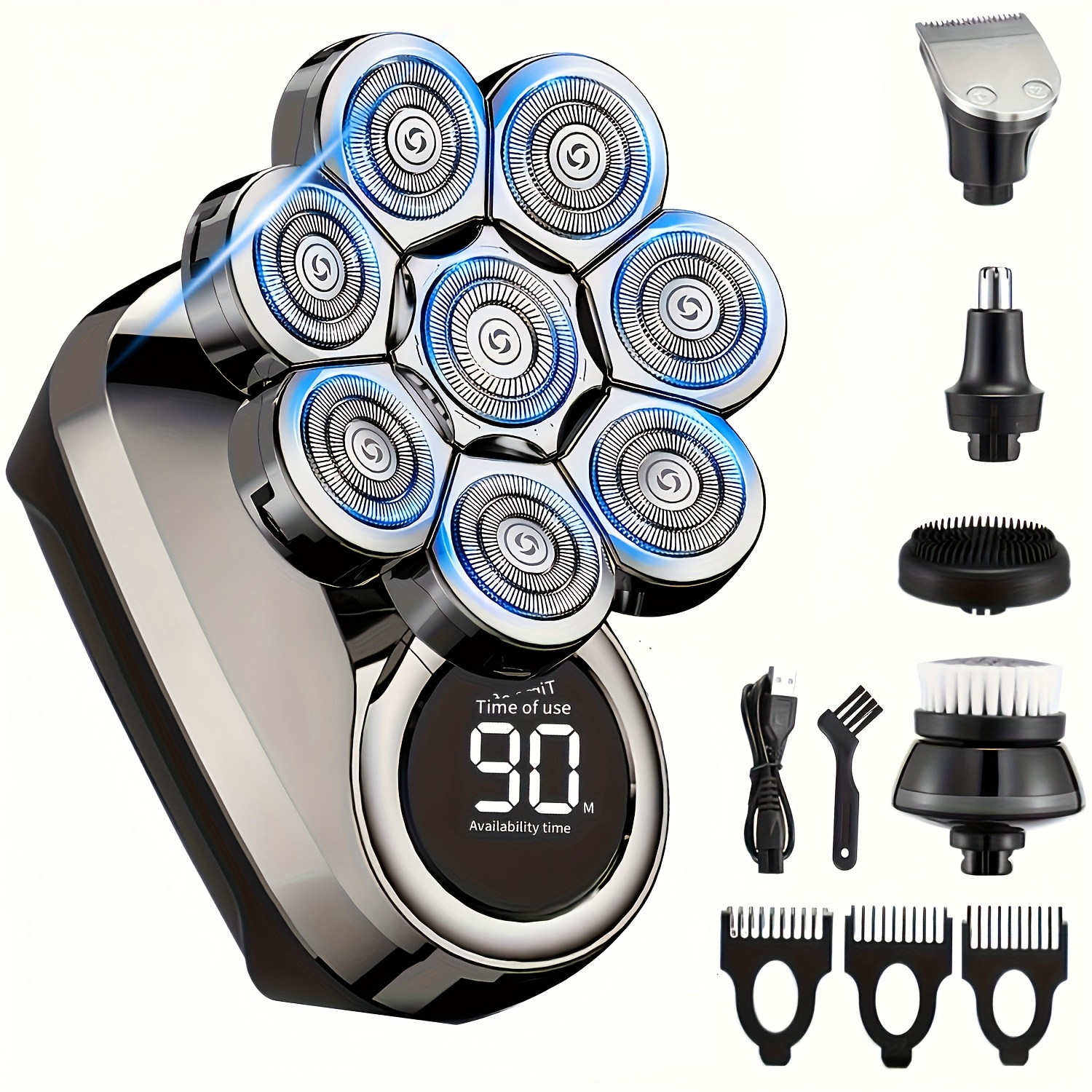 TEMU Electric Head Shaver For Bald Men Rechargeable Grooming Kit, Type-c Fast Charging, Includes Independent Bald Head Razor And Grooming Components, Ideal Gift For Men & Fathers