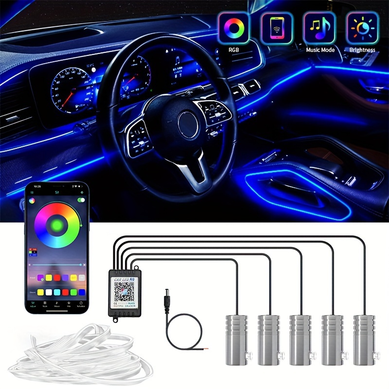 TEMU 1 Set Car Led Strip , Kit Wireless App, Rgb Kits 236 , 16 Car , To , Universal 5v 12v