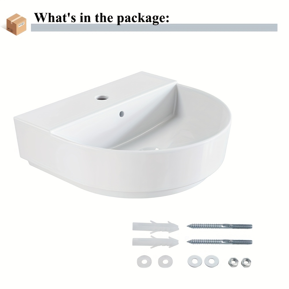 Sleek White Ceramic Sink - Wall-mounted, Narrow Rim With Pre-drilled Tap Hole & Overflow - Easy For Bathroom