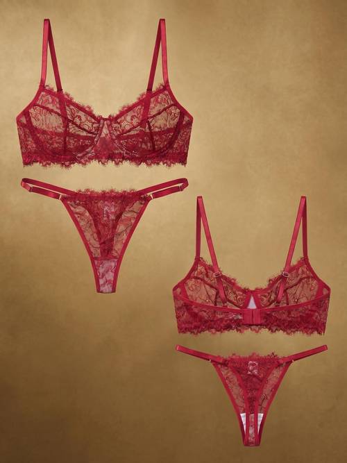 solid eyelash lace strappy fashion set