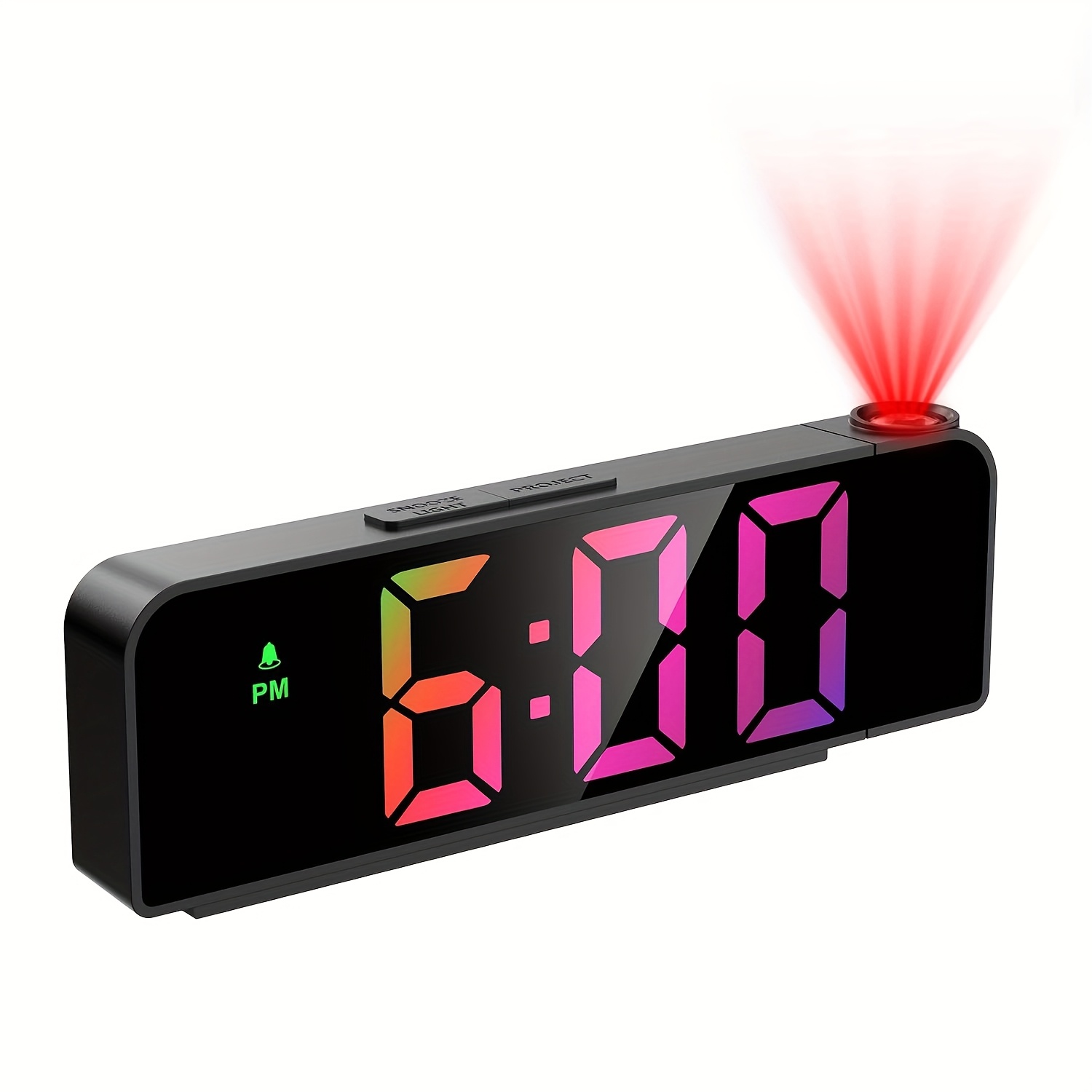 TEMU Upgraded Projection Bedroom Digital Alarm Clock, Led Digital Clock, Displays Temperature And , Adjustable Brightness, Supports Daylight Saving