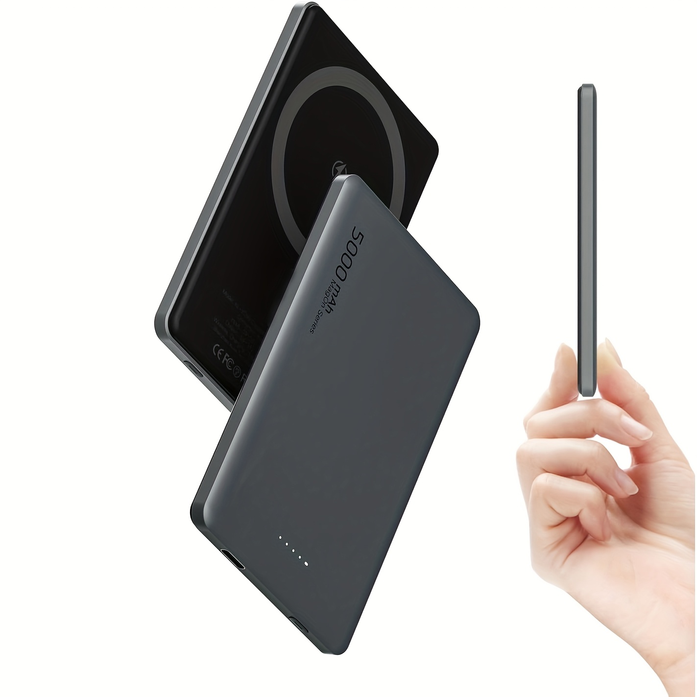 TEMU 5000/10000mah Ultra Thin Magnetic Wireless Power Bank, Pd 20w Bidirectional Usb-c Portable Charger, Magnetic Compatible For Iphone 12-18, Usb-c