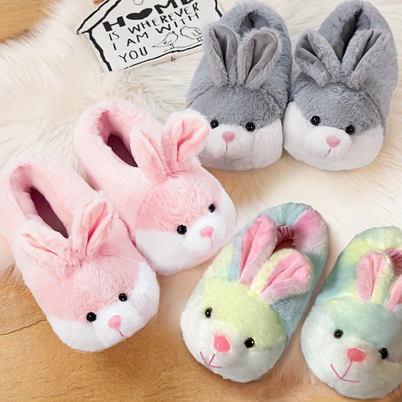

Funny Cartoon Bunny Home Warm Slippers, Soft Sole Lightweight Slip On Fuzzy Shoes, Round Toe Indoor Mute Shoes