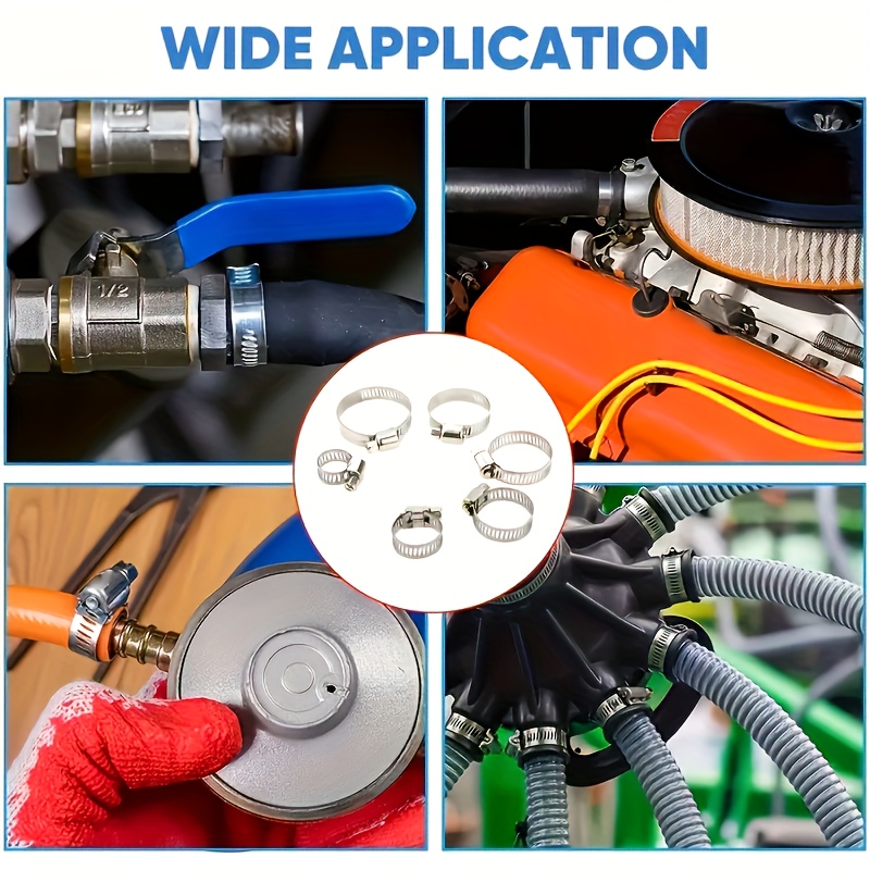 20pcs Premium Stainless Steel Hose Clamp Set - Adjustable Worm Gear for Pipes, Intercoolers & Plumbing - Durable 304 Construction, Fits 1/4