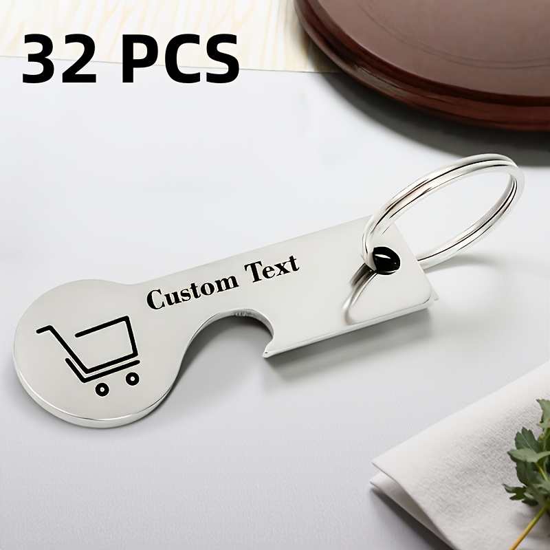 TEMU 16/32 pezzi Portachiavi Multifunzionali con Apribottiglie per Carrello della | Personalizzabili con Testo/Logo Personalizzato, Elegante Acciaio
