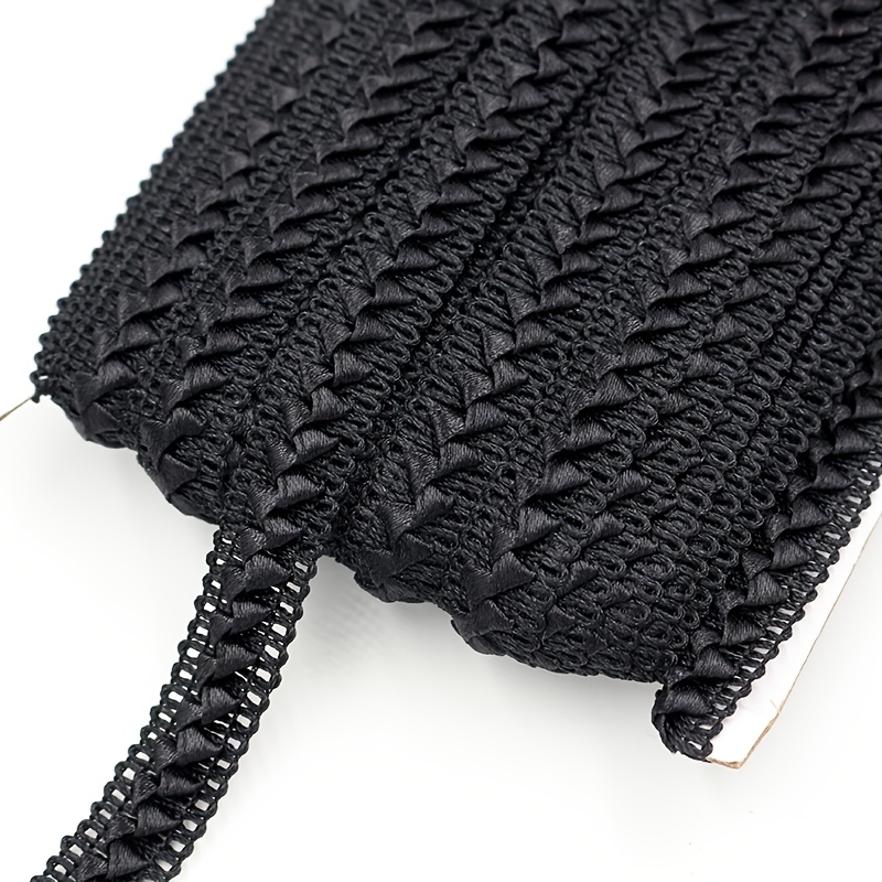 Image of 25 Yards Roll, 1.8cm Wide Polyester Solid Color Ribbon, Hollow Out Triangle Lace Trim For Clothing, Pillows, Diy Decor, Wholesale Craft Supplies In White, Black, Beige, Yellow