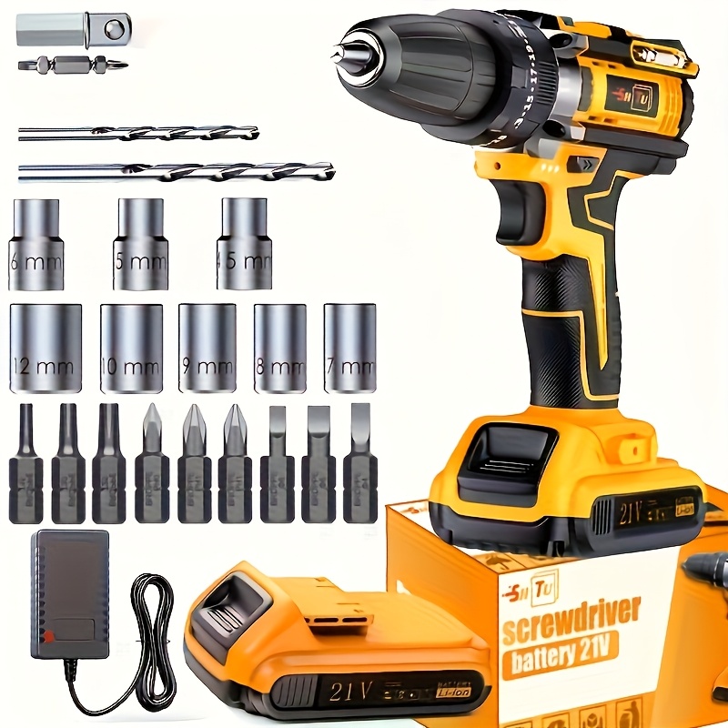 TEMU 21v Cordless Impact Wrench, Impact Wrench With Charger, Portable, Fast Charger - Power Tools For Home And Car Use