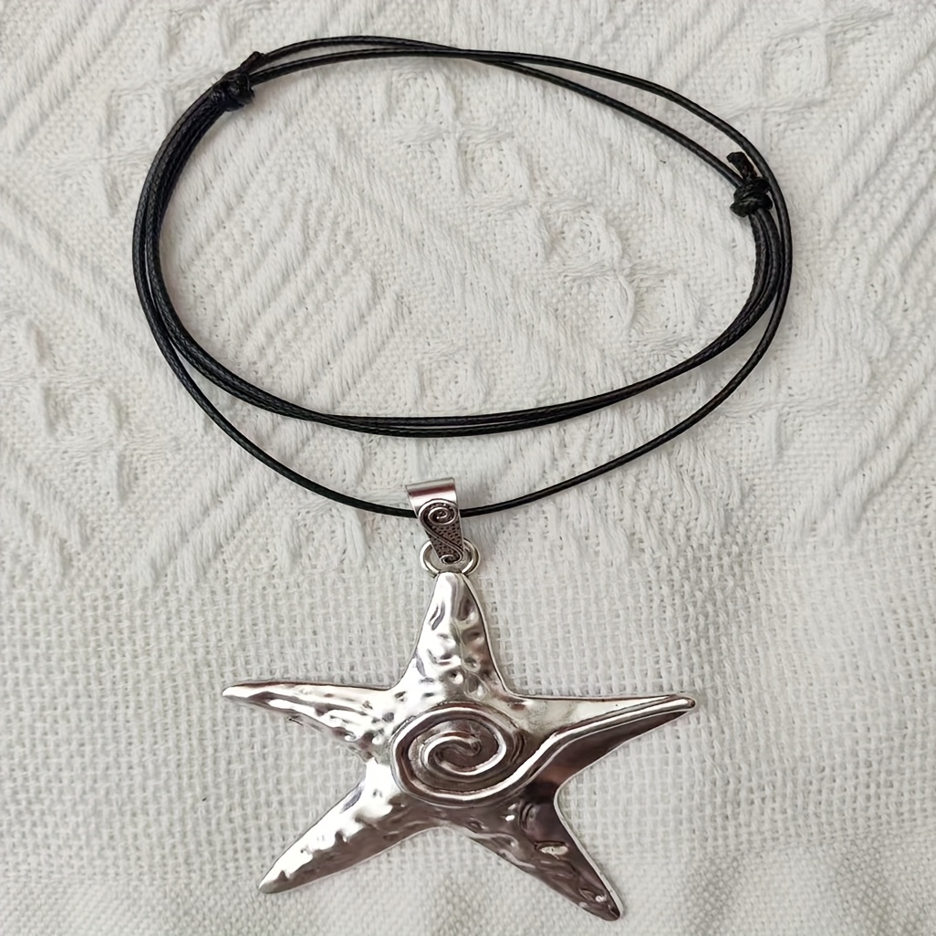 TEMU 1pc Nouveau Collier Pendentif Flamme Étoile Européenne et Américaine Corde de Cire Pendentif Collier Homme Ajouts