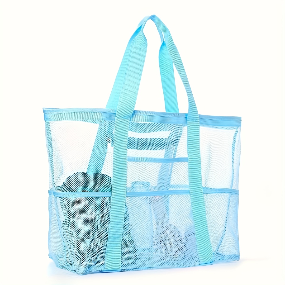   simple travel tote bag large capacity breathable mesh beach handbag multifunctional organizer beach bag suitable for beach vacation outdoor leisure