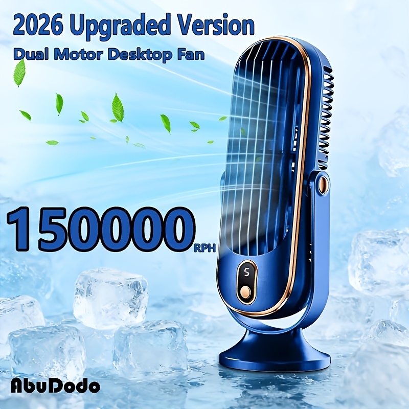 Climatiseur Portable Nouvelle Version Améliorée 2026, Ventilateur Brumisateur Portable, Petit Ventilateur de Table Domestique avec Souffleur Oscillant à 720°, Chargement USB, Batterie au Lithium Haute