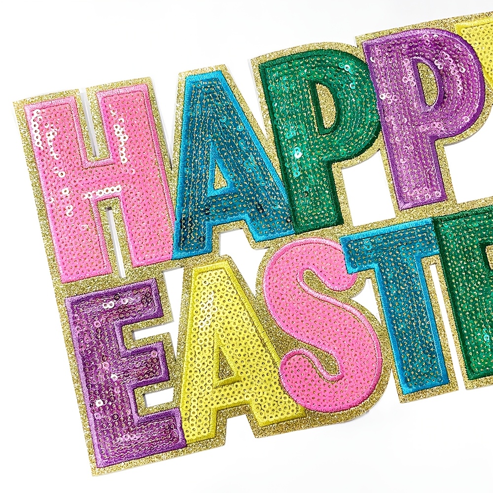 

Easter Applique Patches - Glitter Sequin Knitted Fabric With Pattern, And Accessory Embellishments For All