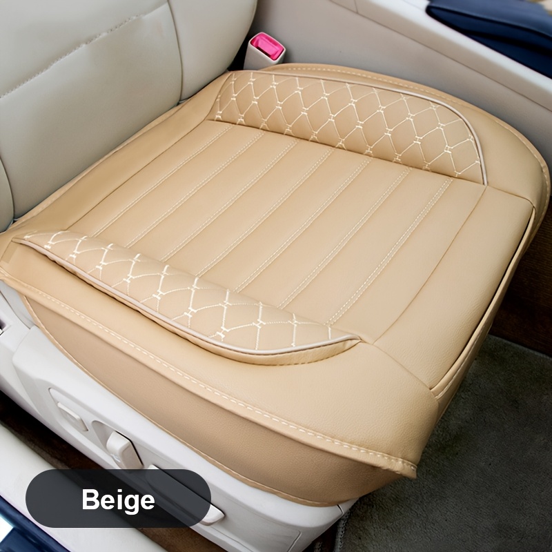 Coverado Autostoelhoezen volledige set, Nappa lederen stoelhoezen voor auto, waterdichte autostoelbeschermer met lendensteun, universele pasvorm voor de meeste auto's, SUV-vrachtwagens (beige