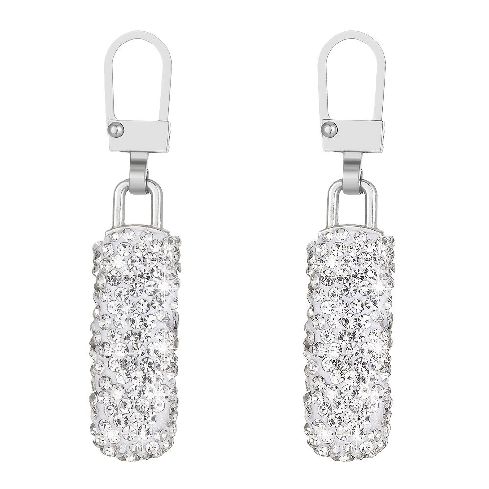 Image of 2-pack Rhinestone Rectangular Zipper Heads, Replacement Zipper Heads For Suitcase Zipper Backpack Zipper Jacket Zipper Replacement And Repair