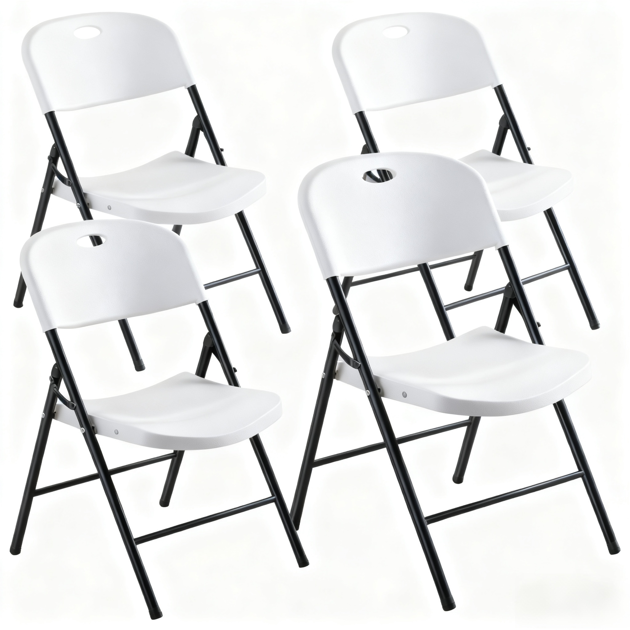 TEMU 4 Pack Plastic Folding Chairs, Portable Foldable Chairs With Metal Frame, Easy To Store, Space Saving Extra Seating For Indoor Outdoor, Patio,