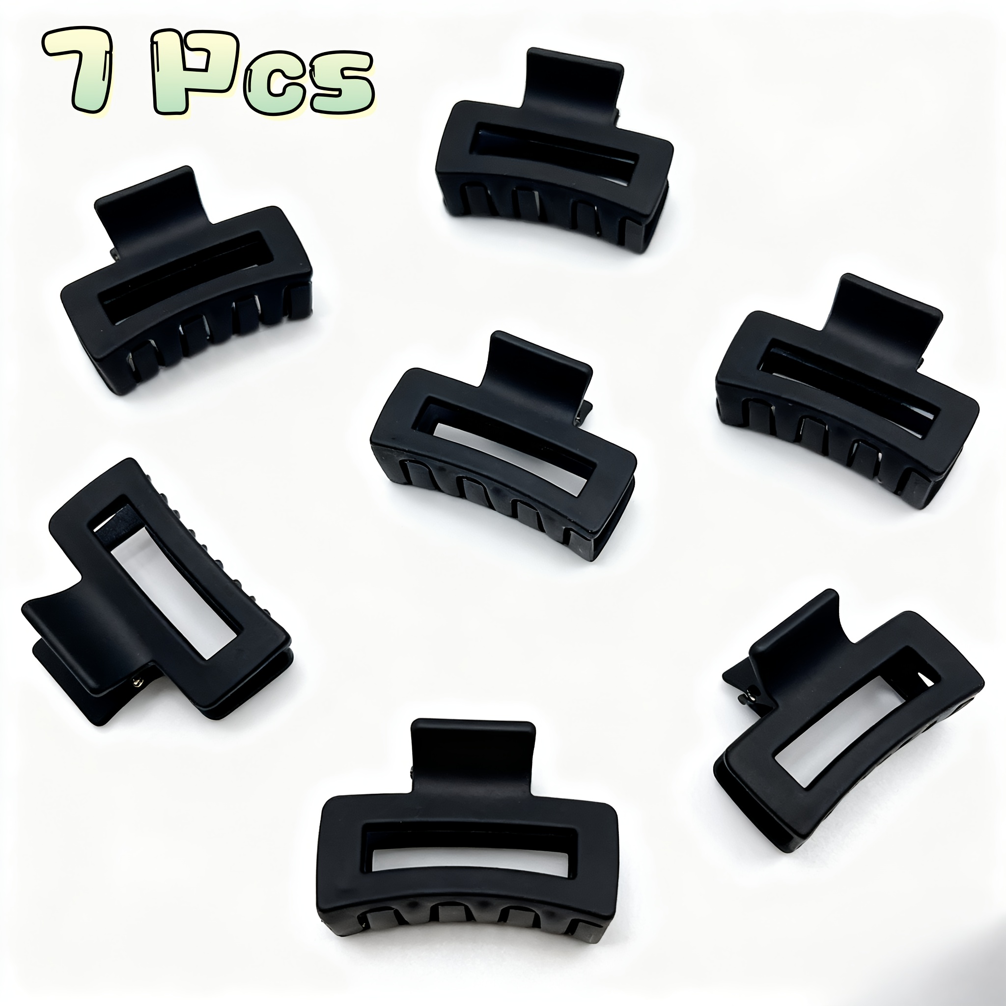 TEMU 3/7pcs Black Matte Square Small Gripper, Exquisite Semi-tied Hair Gripper, Daily Commuting Hair Accessory, Simple And Elegant Hair Clip, With