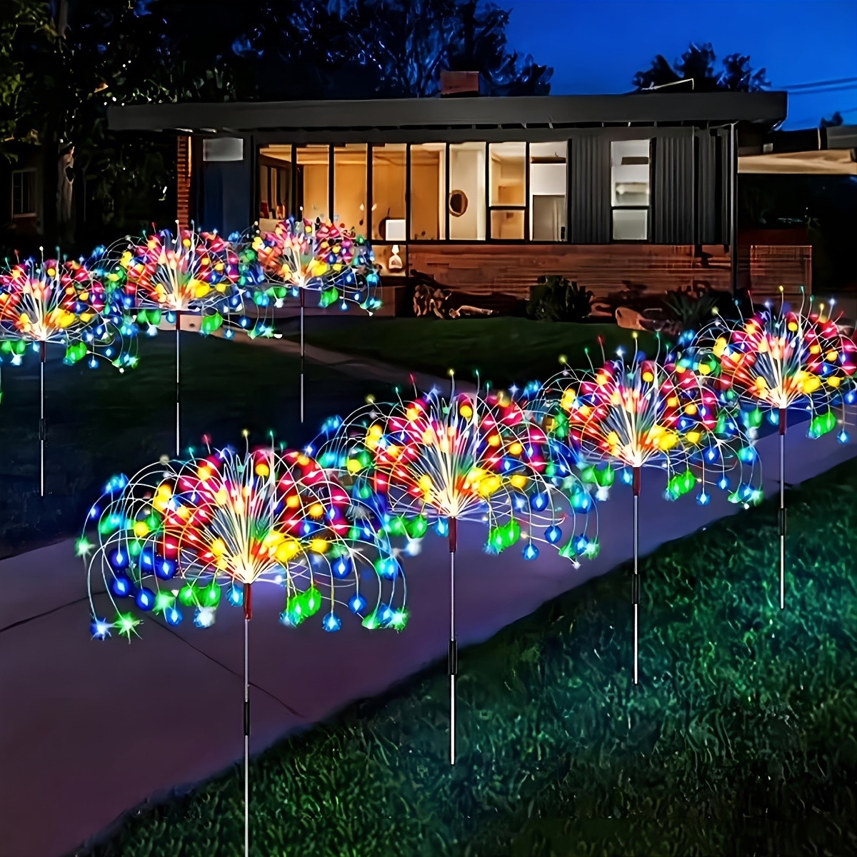 

8 Pack Solar Led Firework Diy Fairy Light Outdoor Garden Decoration Lawn Pathway Light For Patio Yard Party Christmas Wedding