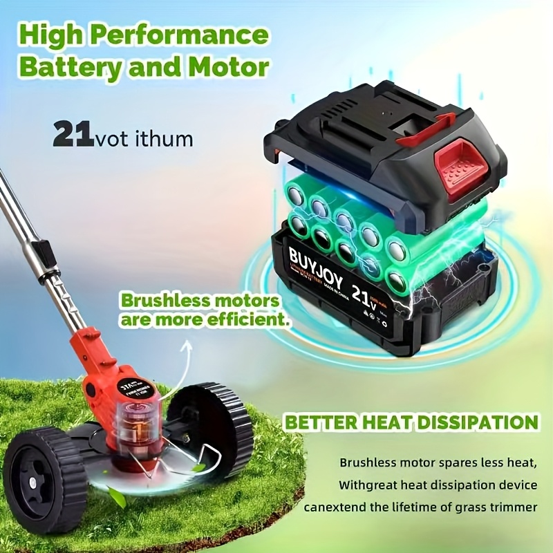 Portable Home Electric Lawn Mower, Yard Weeder/ Lawn Mower with 3 Models of Blades And Two High Capacity Lithium-Ion Batteries, Strong Power, Lots of Gifts, Suitable for Lawn Yard Garden, Gifts for Father Husband, Father'S Day Gift