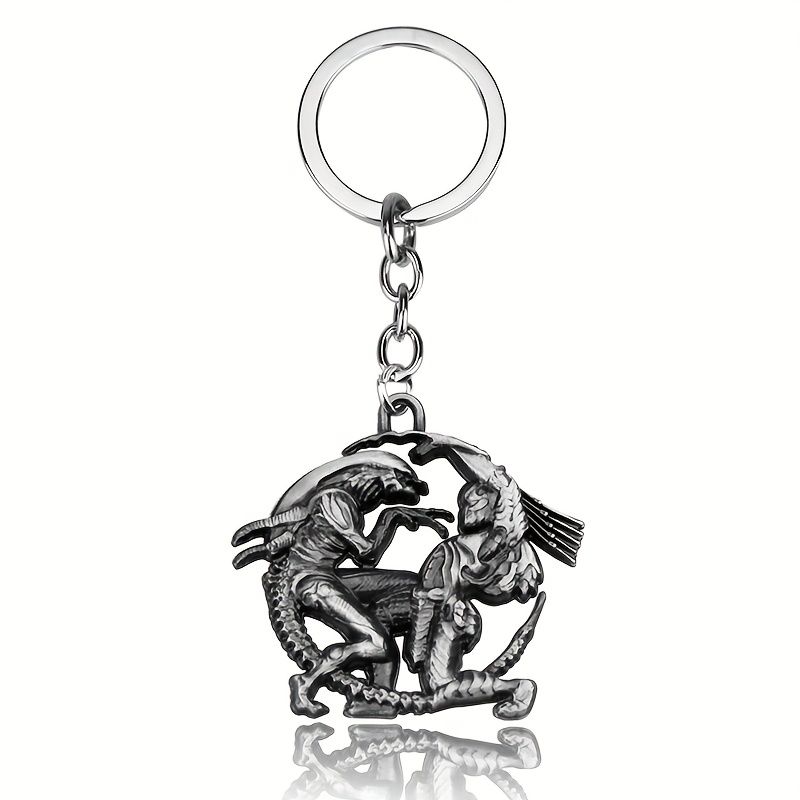 TEMU 1pc Keychain - Alloy, Detailed Space Creature Fight Design, Ideal For Cars, Backpacks, And Key Holders, Unique Gift For Football, Valentine's