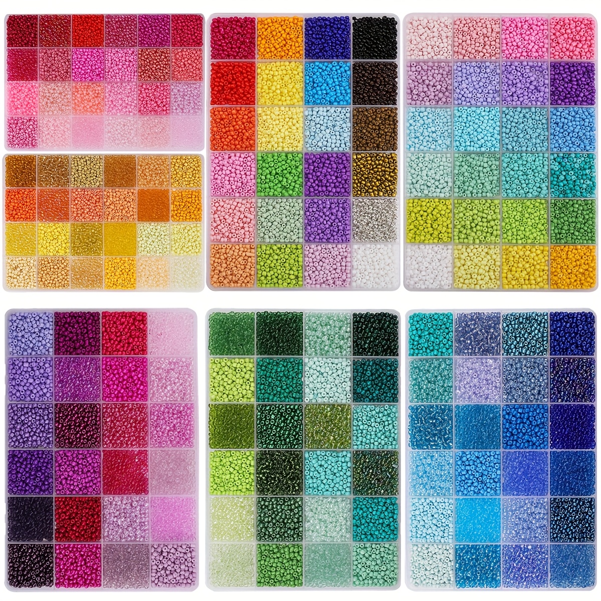 SHINEOFI 3000pezzi Perline Di Vetro Colorate Forniture Per Gioielli Fai Da Te Kit Di Perline Per Bracciali e Collane Circa